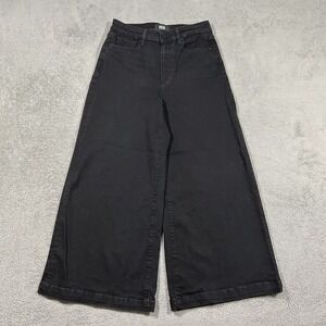 Paige Jeans Womens 27 Wide Leg Baggy Cropped Black Demin 24" Inseam